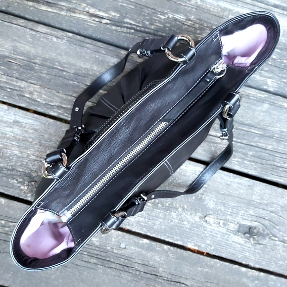 Coach East West Gallery Black Pleated Leather Tote - Picture 6 of 13